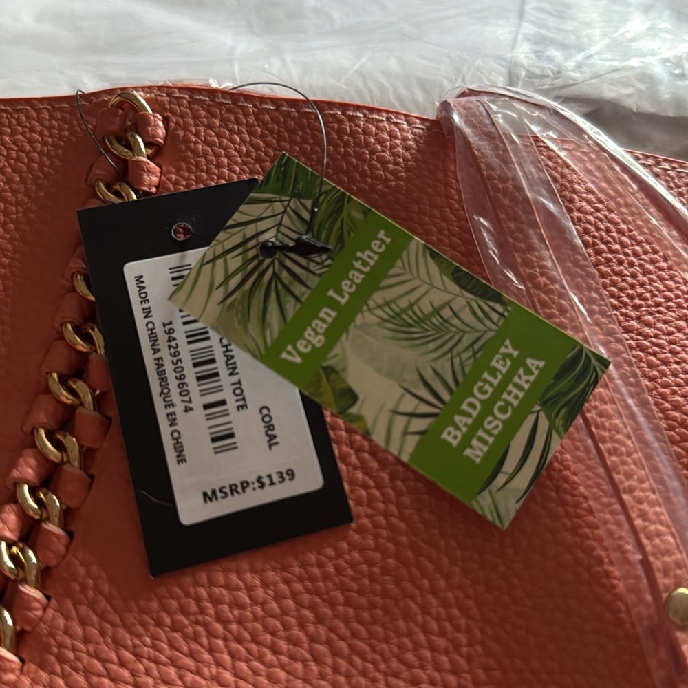 Badgely Mischka tote with Chain Detail and Tassel - Picture 5 of 6